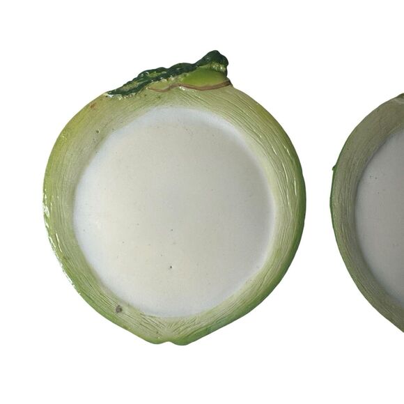 Cabbage Leaf Painted Coasters- Total Of 6 3” Coasters With Holder- Vintage- - Picture 10 of 16